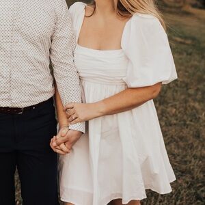 Abercrombie - previously “Ruched Bodice Puff Sleeve Mini Dress”, now “Emerson”